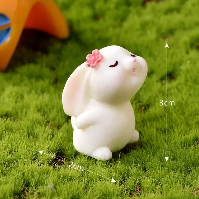 

Resin Bunny Ornament Home Miniature Landscape Decoration Mini Bunny Miniature Figurines Home Decoration Easter Decoration