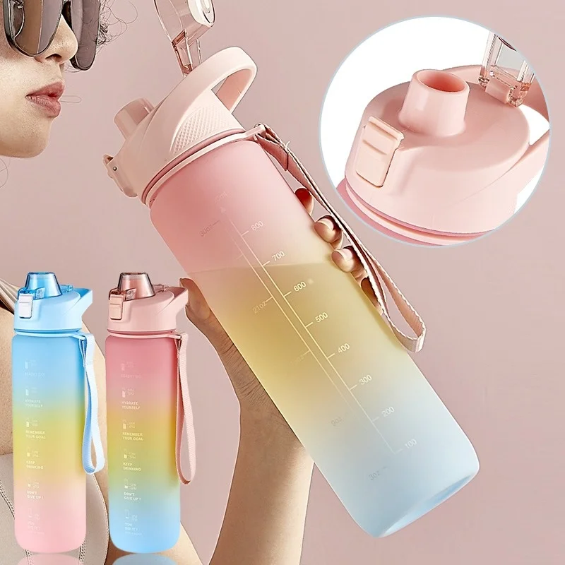 

1000ml Fashion Healthy Material Water Bottle Color Change Design Large Capacity Sports Plastic Drinking Bottles Eco-Friendly