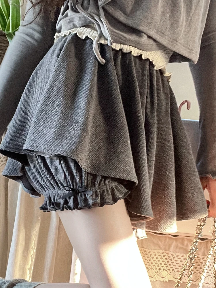 

Summer Grey Cute Kawaii Mini Skirt Women Japanese Sweet Korean Dance Skirt Female Hight Waist France Elegant Shorts Skirt 2023