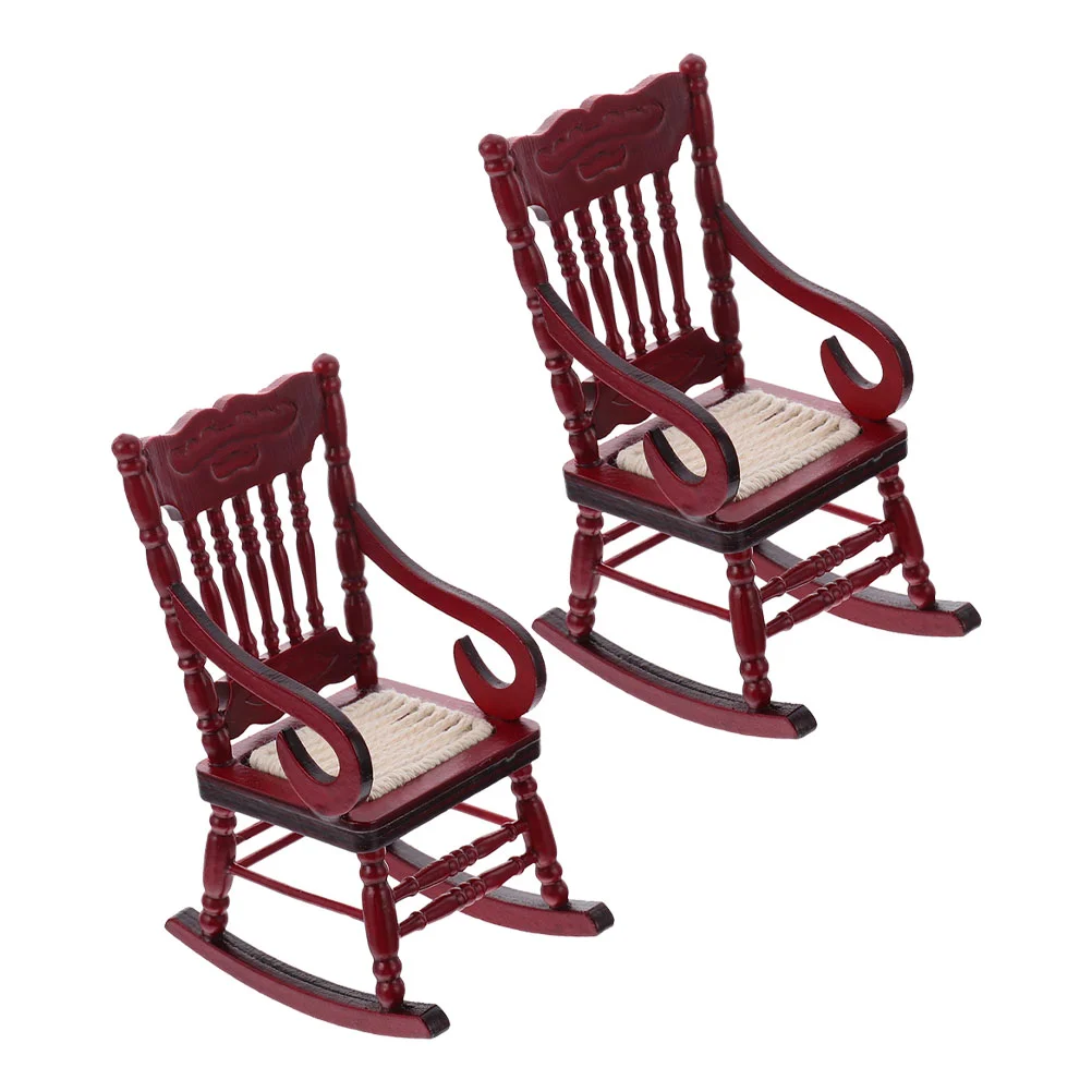 

2 Pcs Supplies Model Chair Child Mini Toys Kids Dollhouse Furniture Wooden Small Accessories