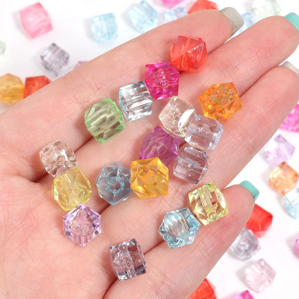 50 шт. 8 10 мм цветные акриловые Квадратные бусины для изготовления ювелирных