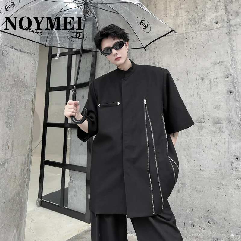 

Мужской однобортный костюм с воротником-стойкой, на молнии