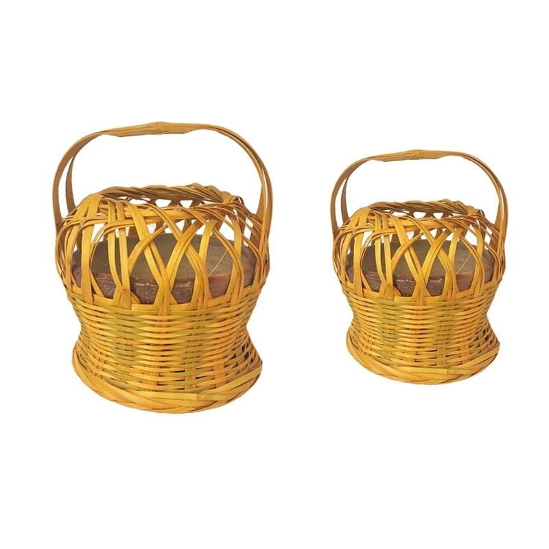 

Vintage Bamboo Woven Fireplace Portable Charcoal Fireplace For Home And Outdoor 19X22CM