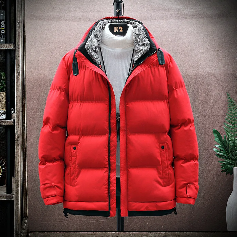 

Men's Thermal Lamp WoolClothing Hooded Casual Outwear Puffer Plush Coat Men Winter Warm Waterproof Padded Parkas Quilted Jacket