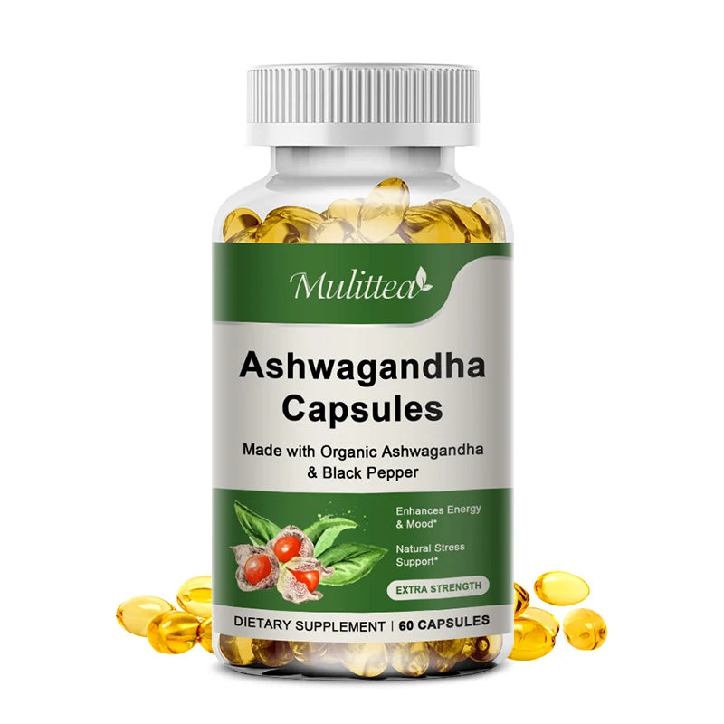 

Mulittea 3PCS Ashwagandha Organic Extract Capsules Relieves Stress Enhances Immunity for Potency Erection Male Female Supplement