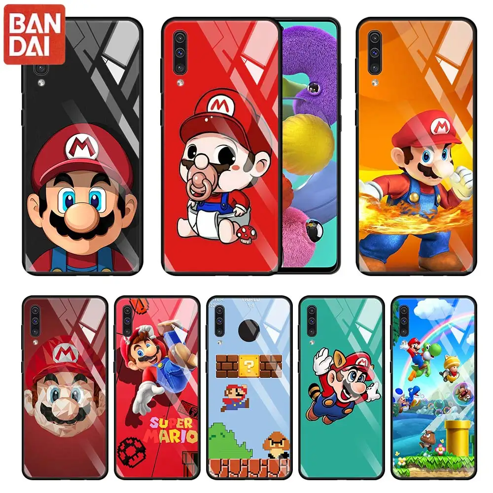 

Super Mario Game Cute Glass Case For Samsung Galaxy A51 A52 A71 M51 A50 A91 A31 A12s A70 M31 M30s Tempered Phone Cover