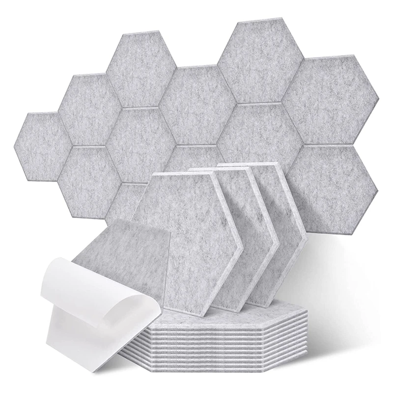 

14 Pack Self-Adhesive Hexagon Acoustic Panels Beveled Edge Acoustic Treatment,Sound Padding For Wall Decor,Studio&Office