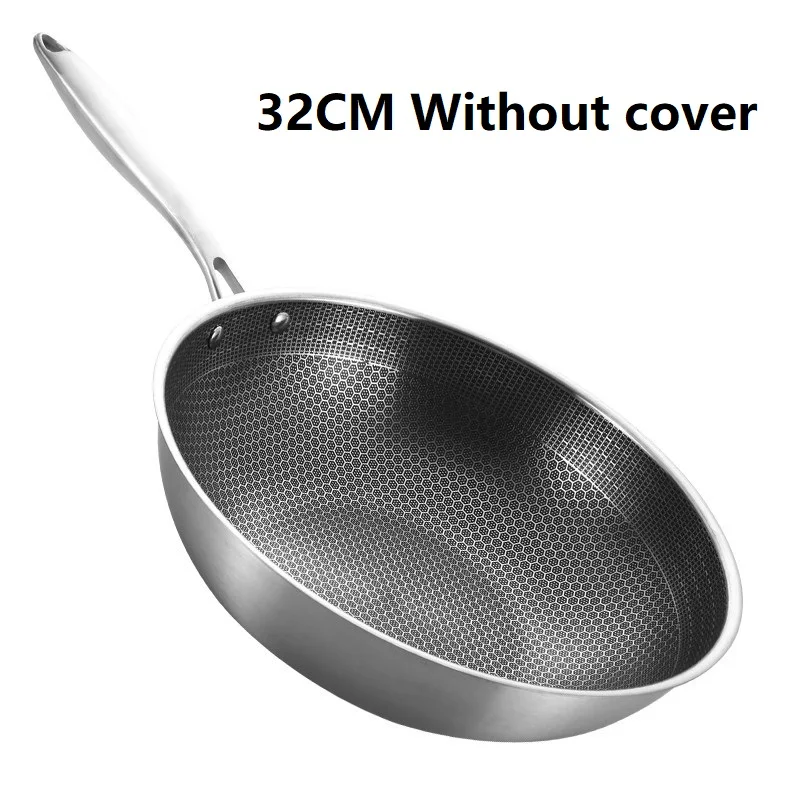 

Nonstick Skillet Thick Honeycomb Handmade Stainless Steel Wok Frying Pan Non-Stick Non Rusting Gas/Induction Cooker Pan