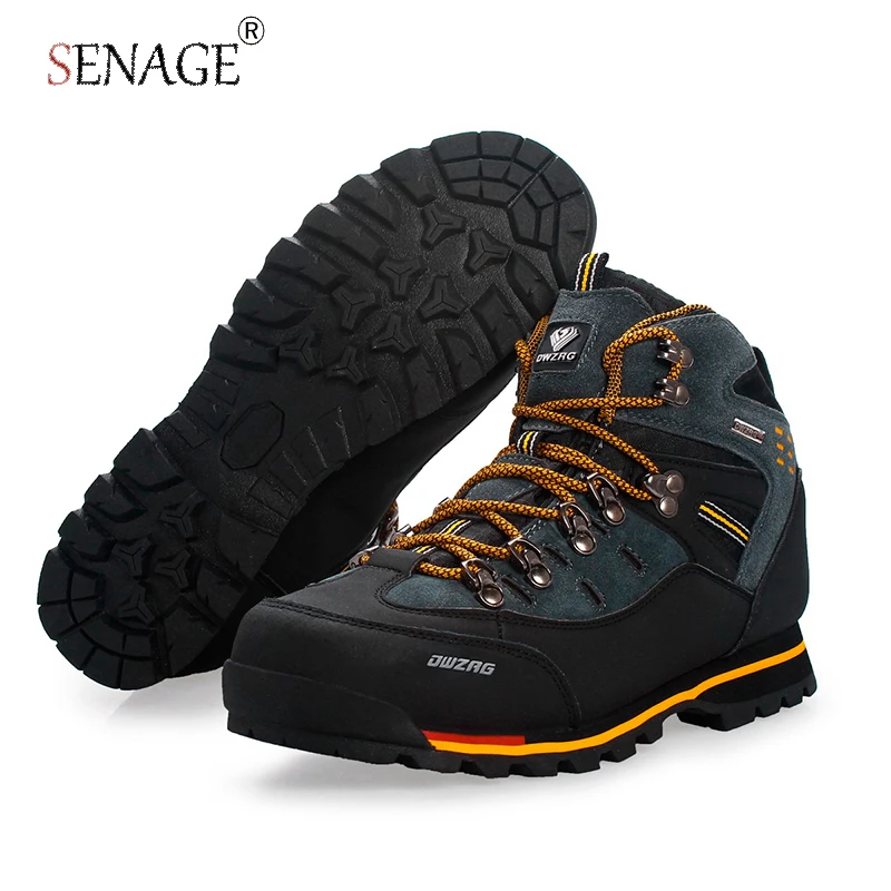 SENAGE Men's Boots Waterproof Hiking Shoes Men Winter Climbing Trekking Boots Top Quality Outdoor Fashion Casual Snow Boots