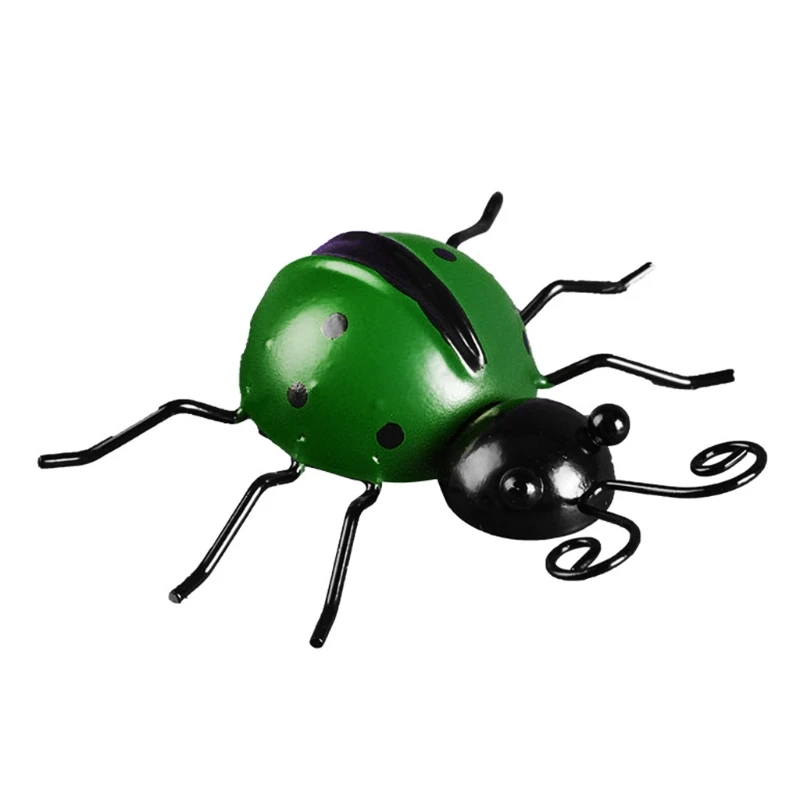 

10cm Iron Wrought Metal Ladybug Fence Hanger Art Sculpture Wall Hanging Decor