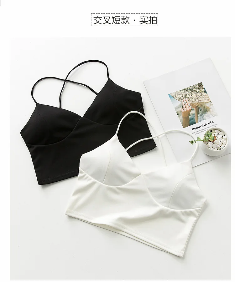 

С подтяжками внутри женское нижнее белье с накладкой для груди тонкие плечи и перекрестные красивые плечевые ремни на спине Outsid