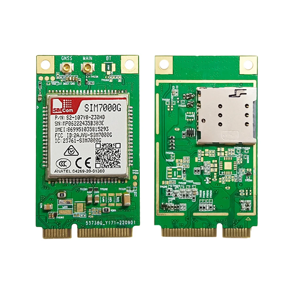 SIMCOM SIM7000G-PCIE глобальная версия SIM7000G-MiniPcie NB-IoT CAT-M1 (eMTC) GNSS (GPS, GLONASS), совместим с SIM900 и SIM800