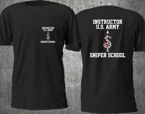 

US SNIPER SCHOOL MARINE SPECIAL FORCE t shirt man two sides casual 100% cotton tee male black tee shirt