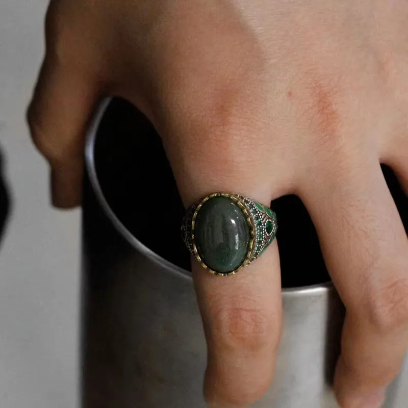 S925 мужское кольцо из чистого серебра ручной работы натурального индийского