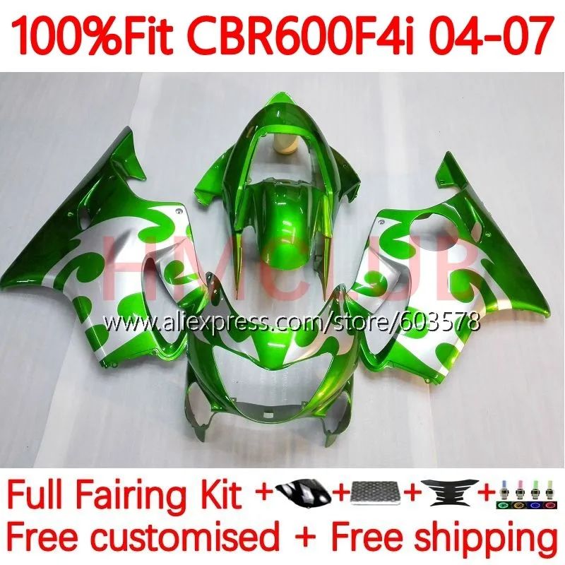 

Корпус инжектора для HONDA CBR600 CBR 600 F4i 600F4i 600CC 04 05 06 07 Зеленый Серебряный CBR600F4i 2004 2005 2006 2007 обтекатель 138No.79