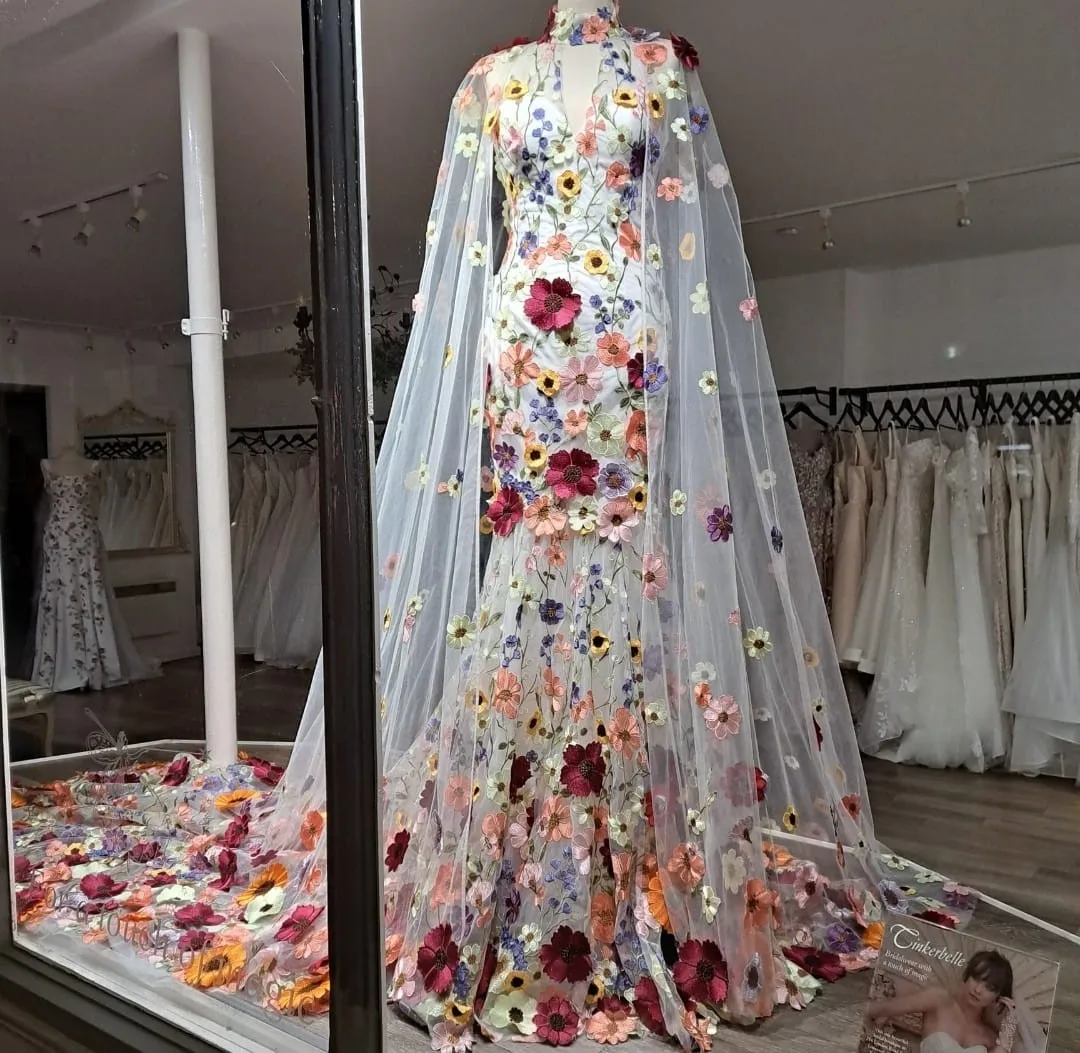 Женское свадебное платье с цветами Dreamlike длинное цветочным кружевом накидкой и