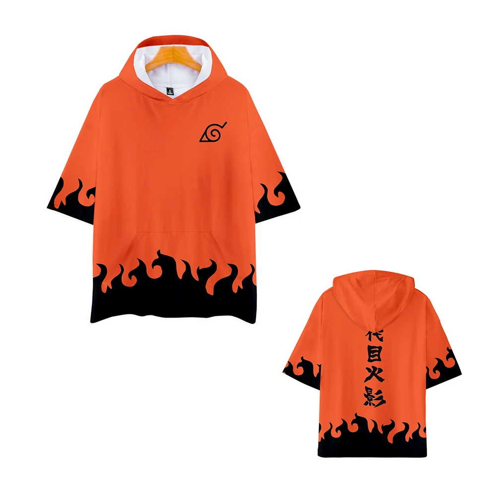 Толстовка с коротким рукавом принтом Наруто Футболка и капюшоном Лето 2022 г.