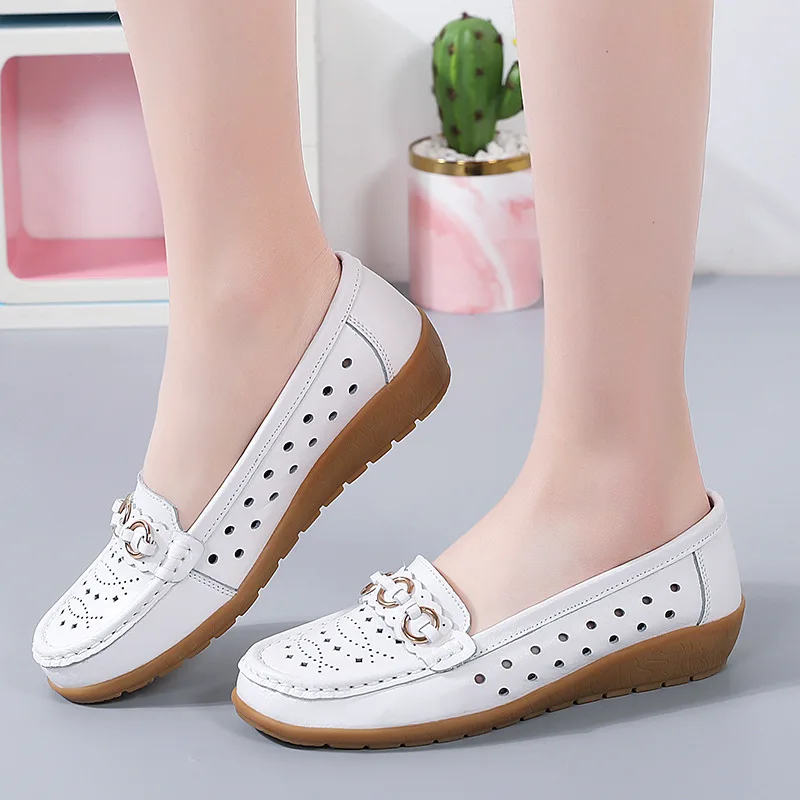 

Women Flat Plus Size Women Genuine Leather Shoes Slipony Low Heels Chaussures Femme Casual Ballet Flats Shoes Women Loafers 44
