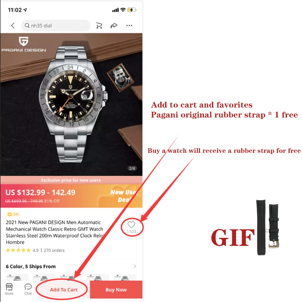 Часы PAGANI DESIGN Мужские механические водонепроницаемые до 2022 м из нержавеющей стали