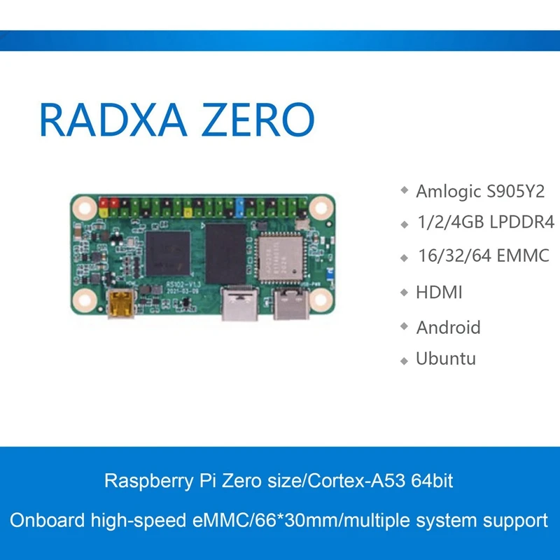 For RADXA ZERO Development Board Amlogic S905Y2 Quad Cortex-A53 EMMC HDMI-Compatible Development Board
