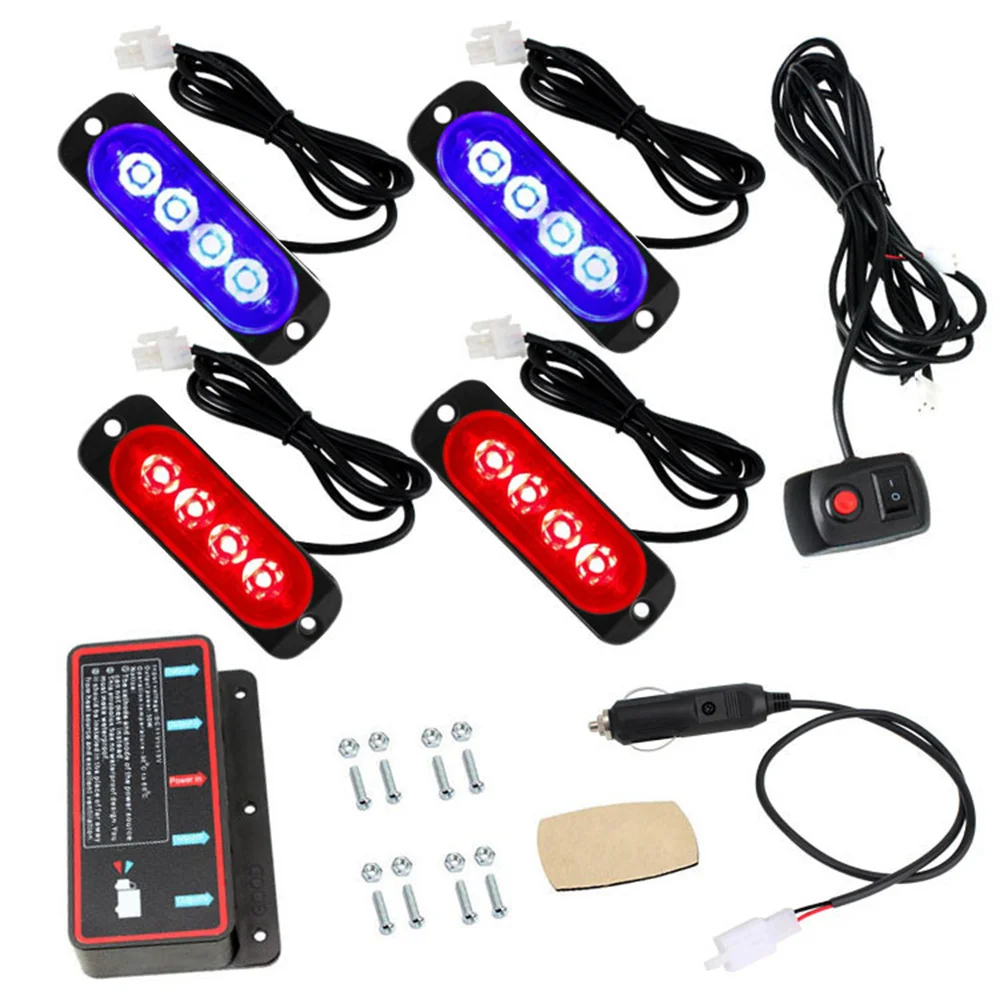 

16LED Car Emergency Beacon Light 4 in 1 Fso Flash Light Auto 12V LED Flashing Strobe Light Warning Led Stroboscope for Auto