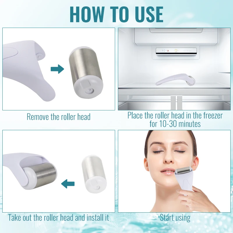 Фото Новинка 2025 года, косметическое устройство lce Skin Cool Derma RollerMassager для массажа лица и тела, уход за кожей лица, предотвращающий морщины, DermoRoller №1