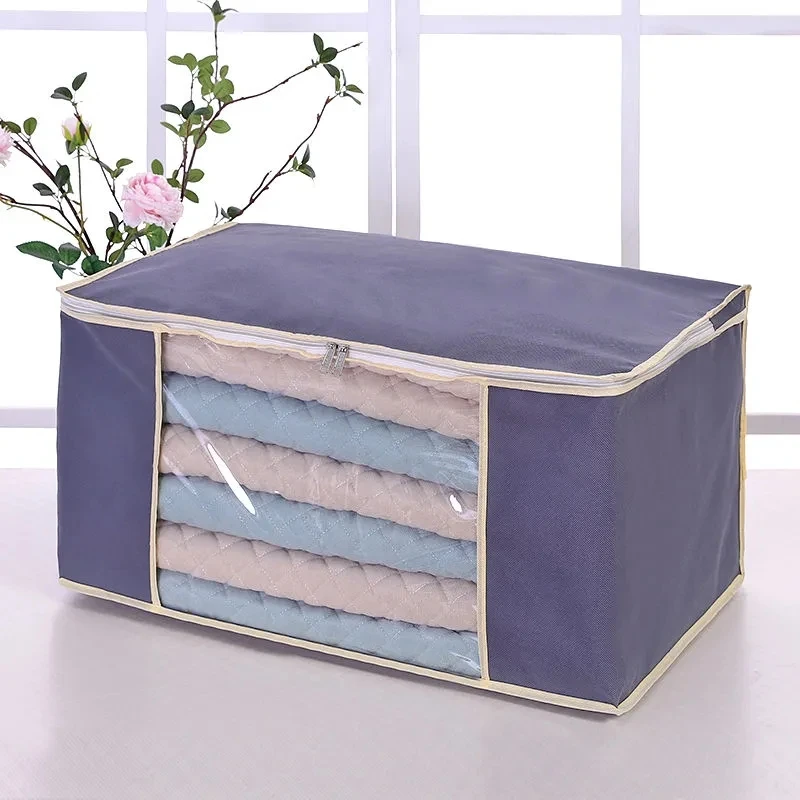 

Flower Pattern Clothes Quilt Dust-proof Storage Bag Thickened Non-woven Fabric Storage Bag Student Dormitory Item Organizer Bag