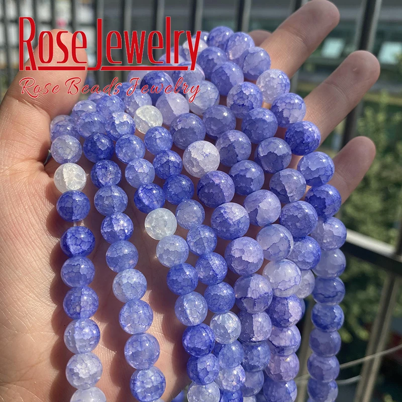 

8mm 10mm Blue Purple Crystal Dragon Veins Quartz Stone Beads For Jewelry Making Round Loose Beads DIY Fashion Bracelets Necklace