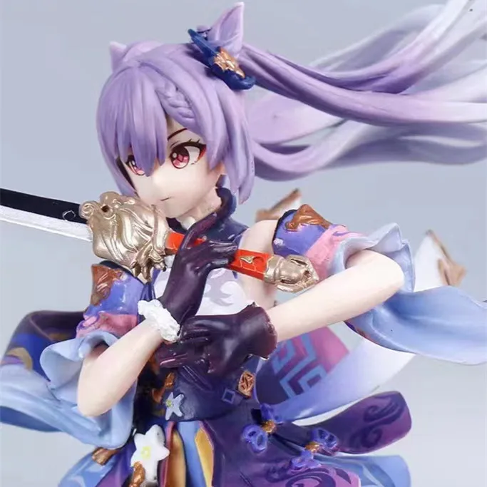 

25cm Genshin Impact KeQing Raise sword Anime PVC action Figure Kawaii Car decoration Figurine collection Model Doll Toys gift