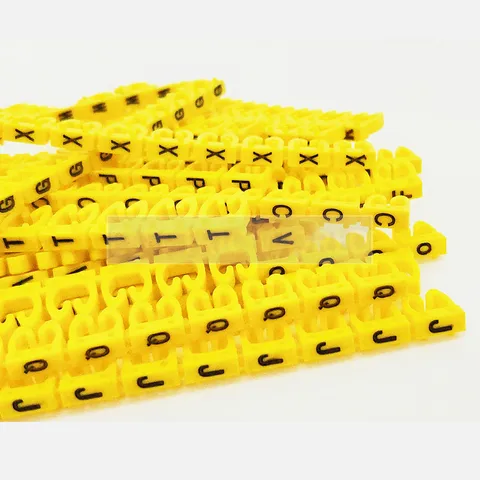 Маркер для кабеля желтого цвета M-0 Маркер для кабеля Алфабитный разъем кабеля от A до Z Размер кабеля 1,5 кв.мм Маркеры для кабеля из ПВХ изоляция Маркер для проводов