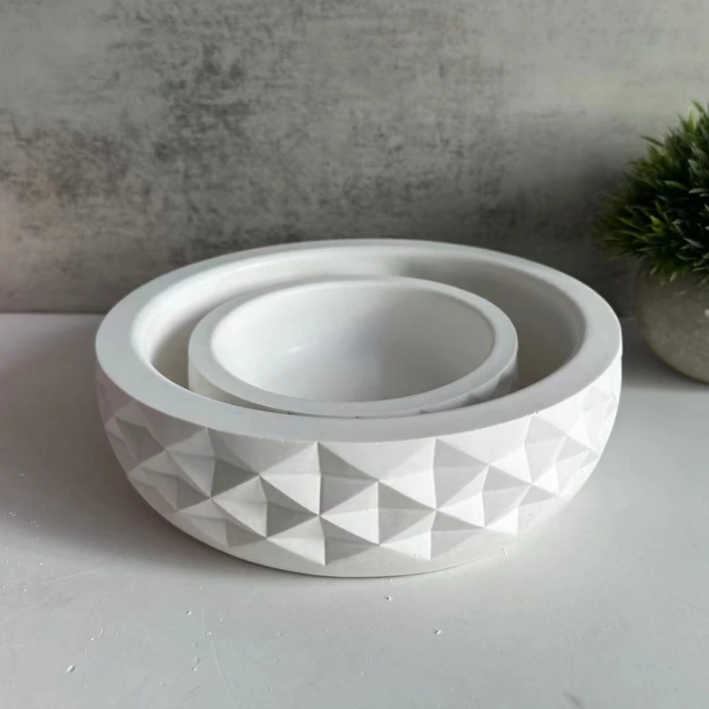 Большая круглая миска для хранения геометрический узор бетонный цветочный