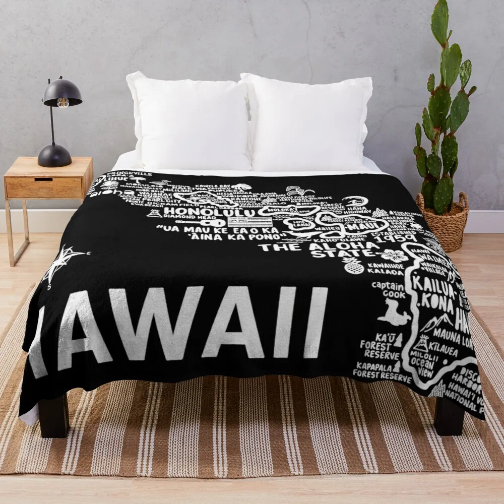 

Hawaii Map Throw Blanket Moving Blanket Kid'S Blanket