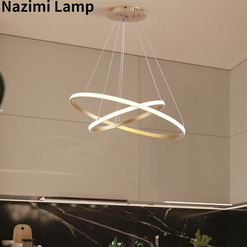 

Living Room Light Modern Simple Nordic Chandelier Gold Duplex Hotel Lobby Ring Bedroom Dining Room Acrylic Ceiling Light