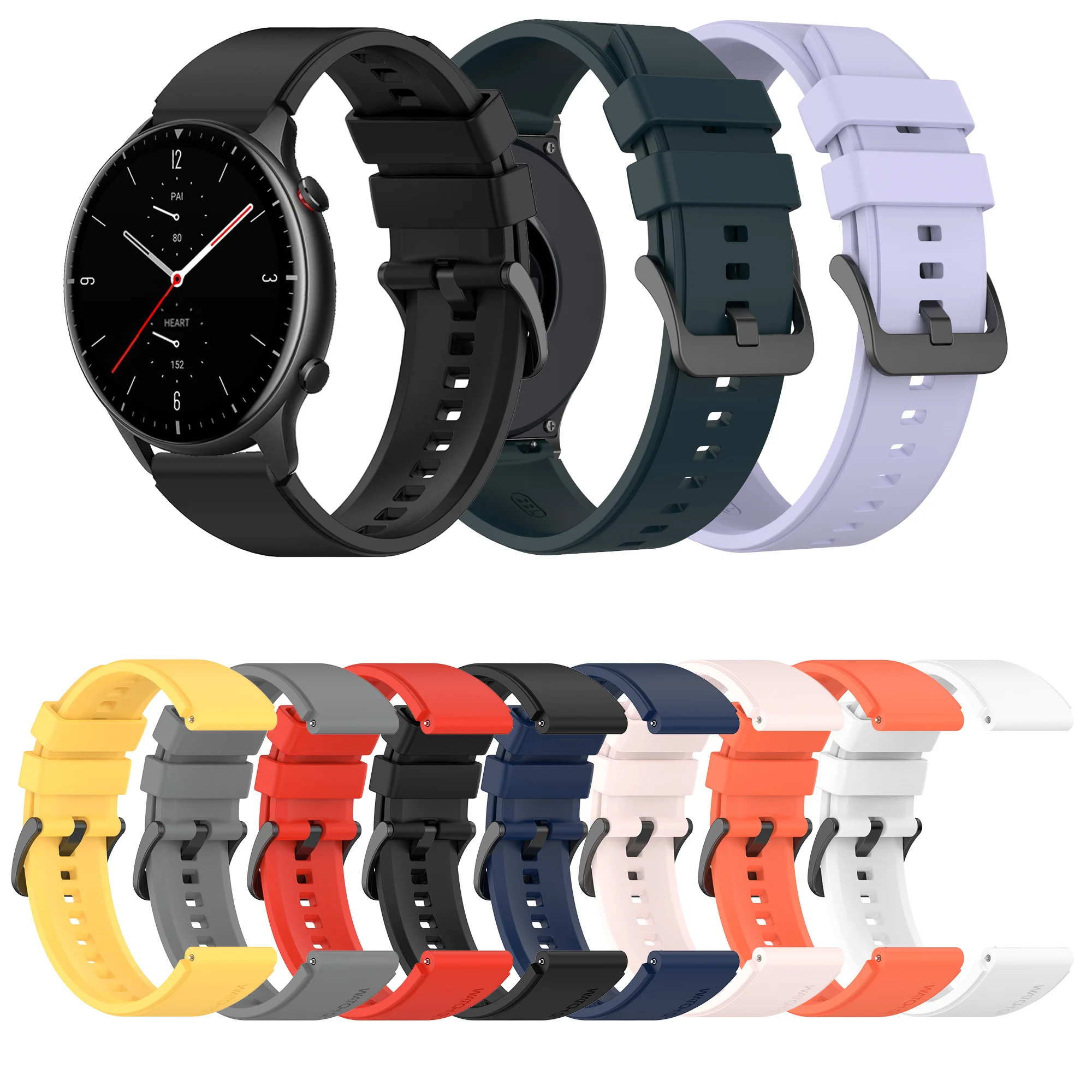 

22mm Silicone Strap For Huami Amazfit GTR 2 3 4 47mm GTR 4 GTR2 GTR 2E GTR3 Pro Smart Watch Band