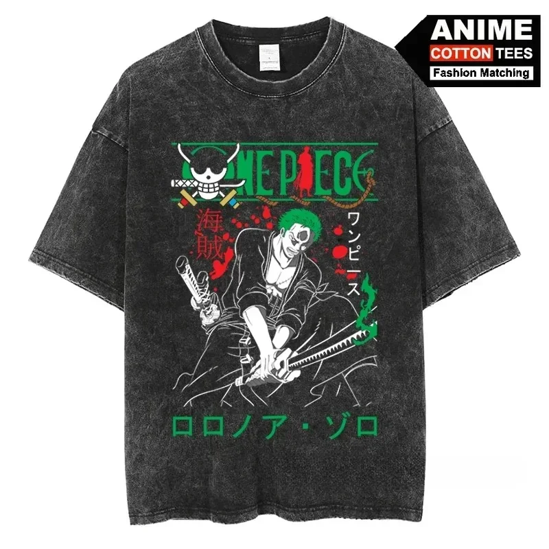 Винтажная хлопковая футбольная рубашка с принтом в стиле Харадзюку и Zoro Y2K