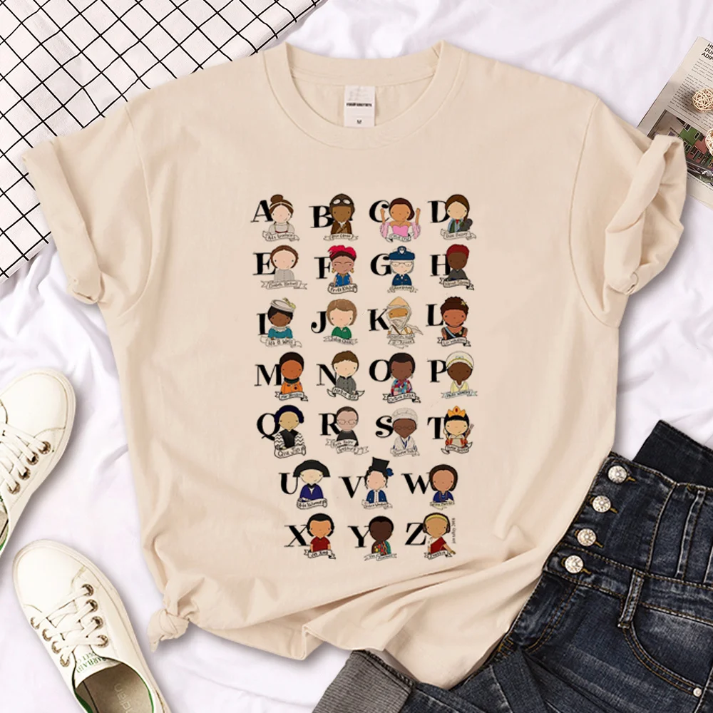 

Alphabet top women summer manga graphic tshirt girl comic clothes