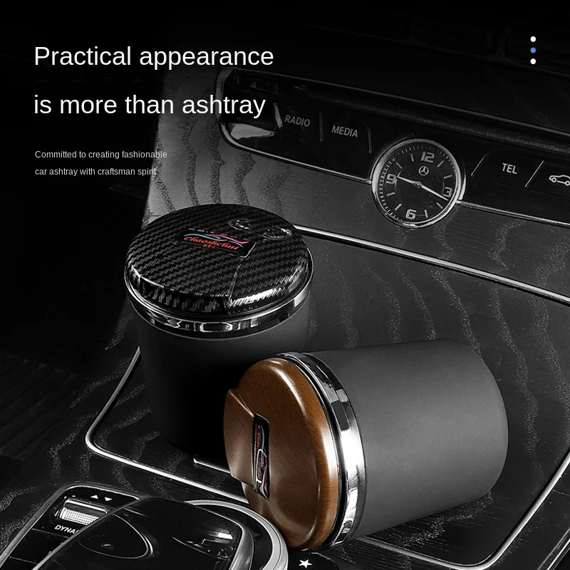

Car Ashtray 2022 Latest Carbon Fiber Cover High-End Ashtray Prevent Fly Ash