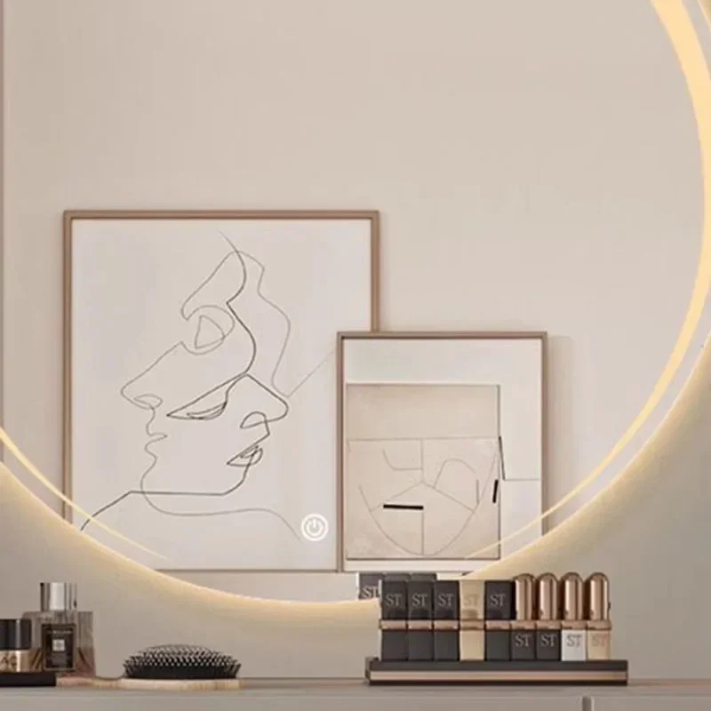 Круглое зеркало для макияжа со светодиодной подсветкой современное маленькое