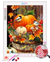 full drill diamond painting kits pumpkin sunflowers with birds diamond embroidery decoration round drill with soft canvas