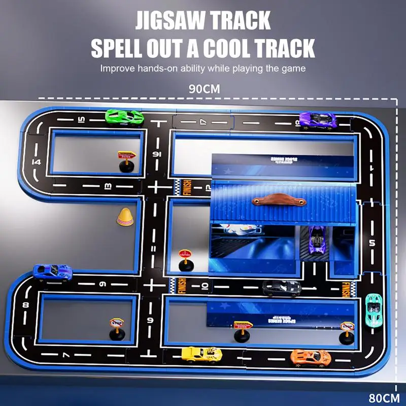 

Race Track Mini Car Puzzle Game Sports Car Set Enhance Parent-child Interaction Cool Supercar Shape Space Theme For Puzzle Lover