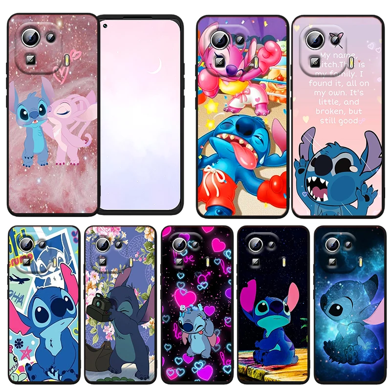 

Disney Cartoon Lilo Stitch For Xiaomi Mi 12X 12 11 11T 11i 10T 10 Pro Lite Ultra 5G 9T 9SE A3 TPU Silicone Black Phone Case