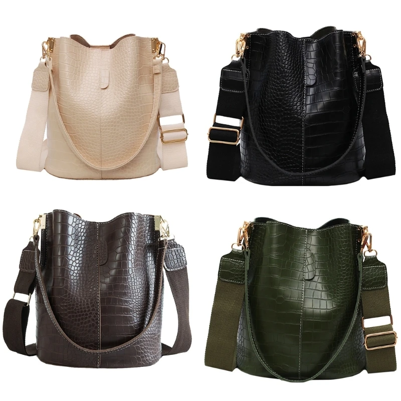 

Women Retro Alligator-pattern Storage Bag Adjustable Wide Strap Shoulder Bag Ladies PU Purse Crossbody Wallet Bag 066F