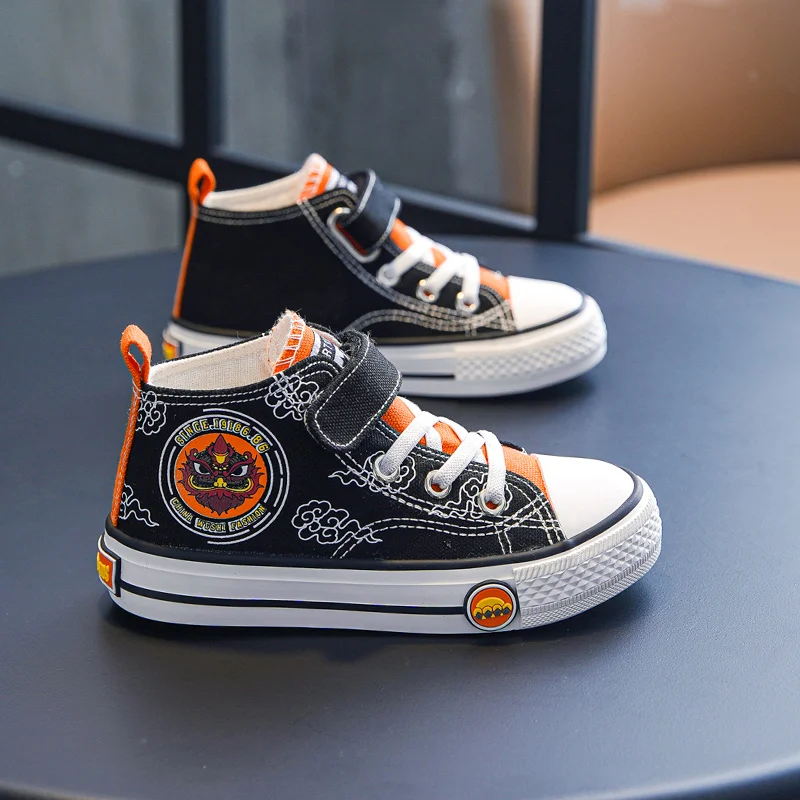Spring Summer Fashion Red High top Canvas Shoes for Boys Girls Comfort Non-slip Kids Sneakers 5-12 Year Old Children Shoes 2022