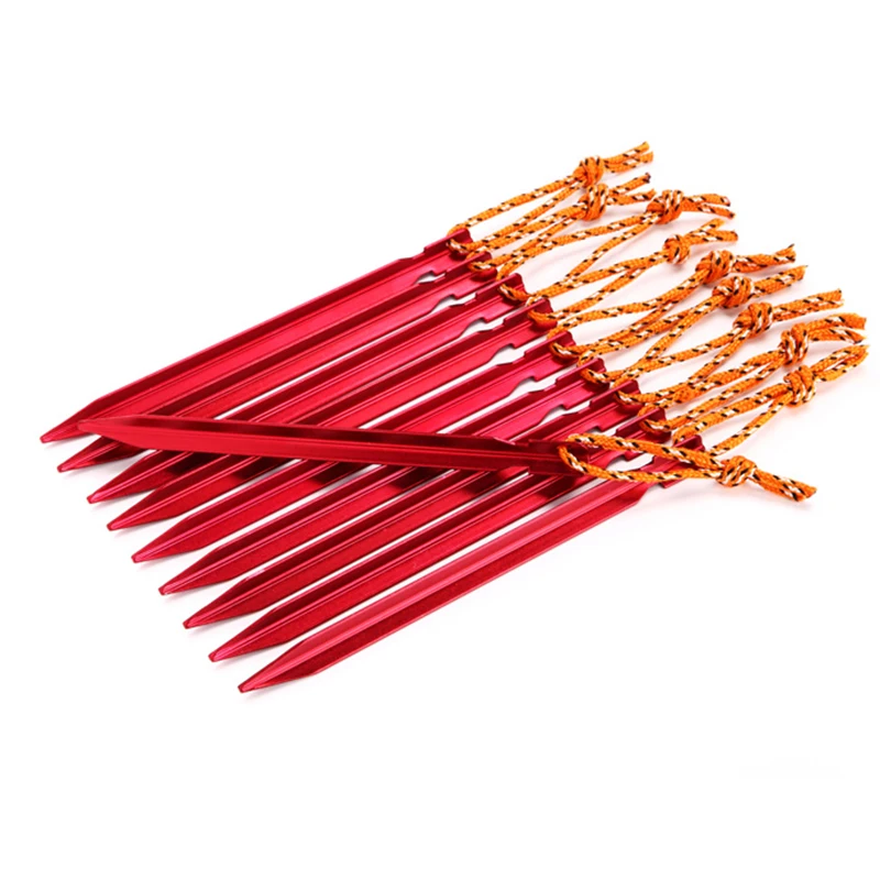 

10pcs/set New Aluminum Alloy Tent Pegs With Rope Stake Camping Hiking Equipment Outdoor Traveling Tent Accessories 2022