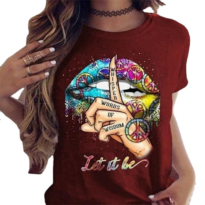 

2022 summer fashion women's printed T-shirt graphic printing Casual Short Sleeve T-Shirt round neck loose women's T-shirt 6xl
