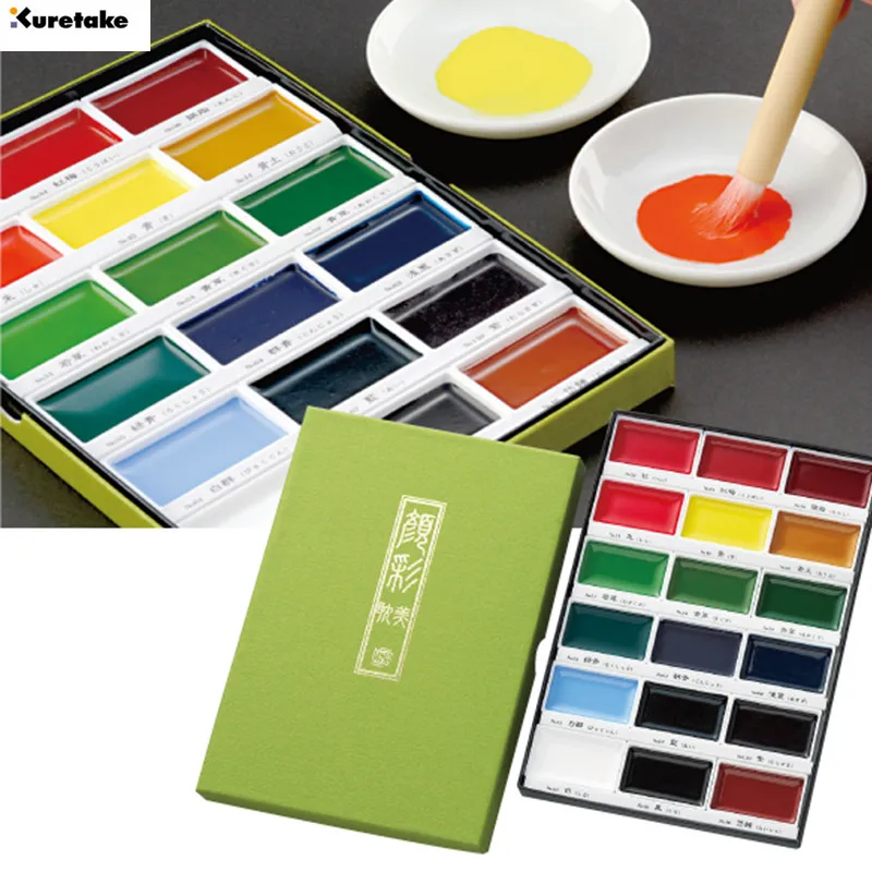 1set ZIG Kuretake 48 Colors Solid Watercolor Paint Set  Watercolors Field Sketch Set for Painting Supplies