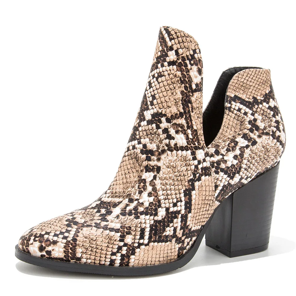 

AOSPHIRAYLIAN High Heels Snake Pattern Ankle Shoes For Women 2022 Women's Retro Western British Style Booties For Dropship