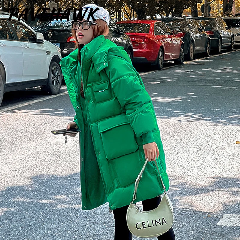 

Winter Women Jacket Parkas Thick -30 Degree Long Over-the-knee Down Jacket Loose Hooded Thick Warm Padded Coat Female Outwear