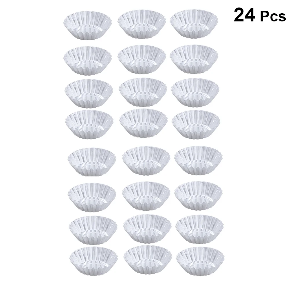 

24Pcs Aluminum Alloy Egg Tart Molds Non-stick Ripple Reusable Flower Shape Cupcake Muffin Baking Cup Tartlets Pans