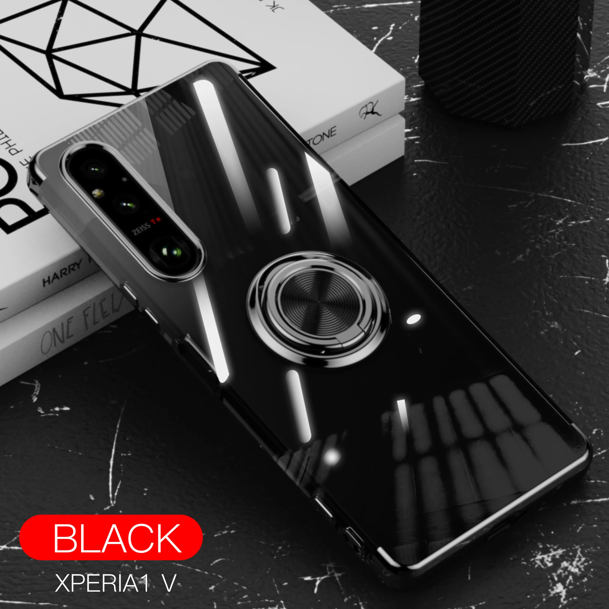 

Luxury 6D Plating Clear Case for Sony Xperia 1 IV Xperia1IV Car Magnetic Ring Holder Soft Shockproof Phone Cover SonyXperia1IV